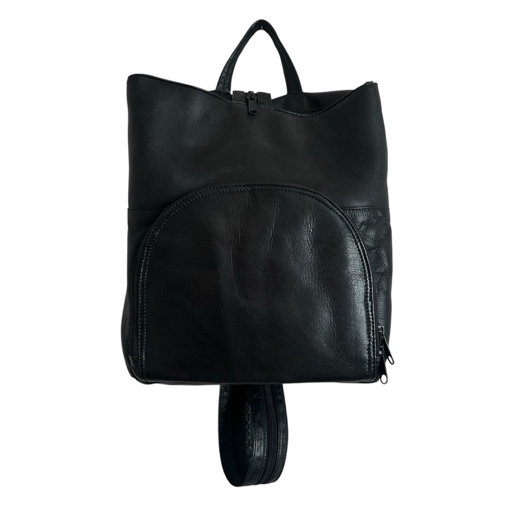 VTG. NINO BOSSI CONVERTIBLE BLACK LEATHER BACKPACK‎